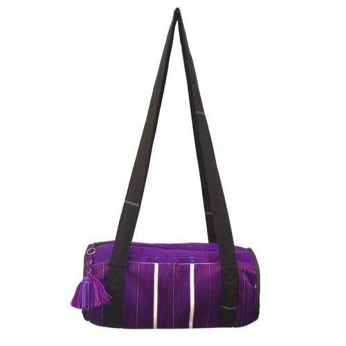 Handmade Guatemalan Duffel Bag - Small Purple Huipil