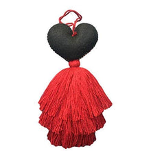Handmade Mexican Heart Tassel - Red & Black