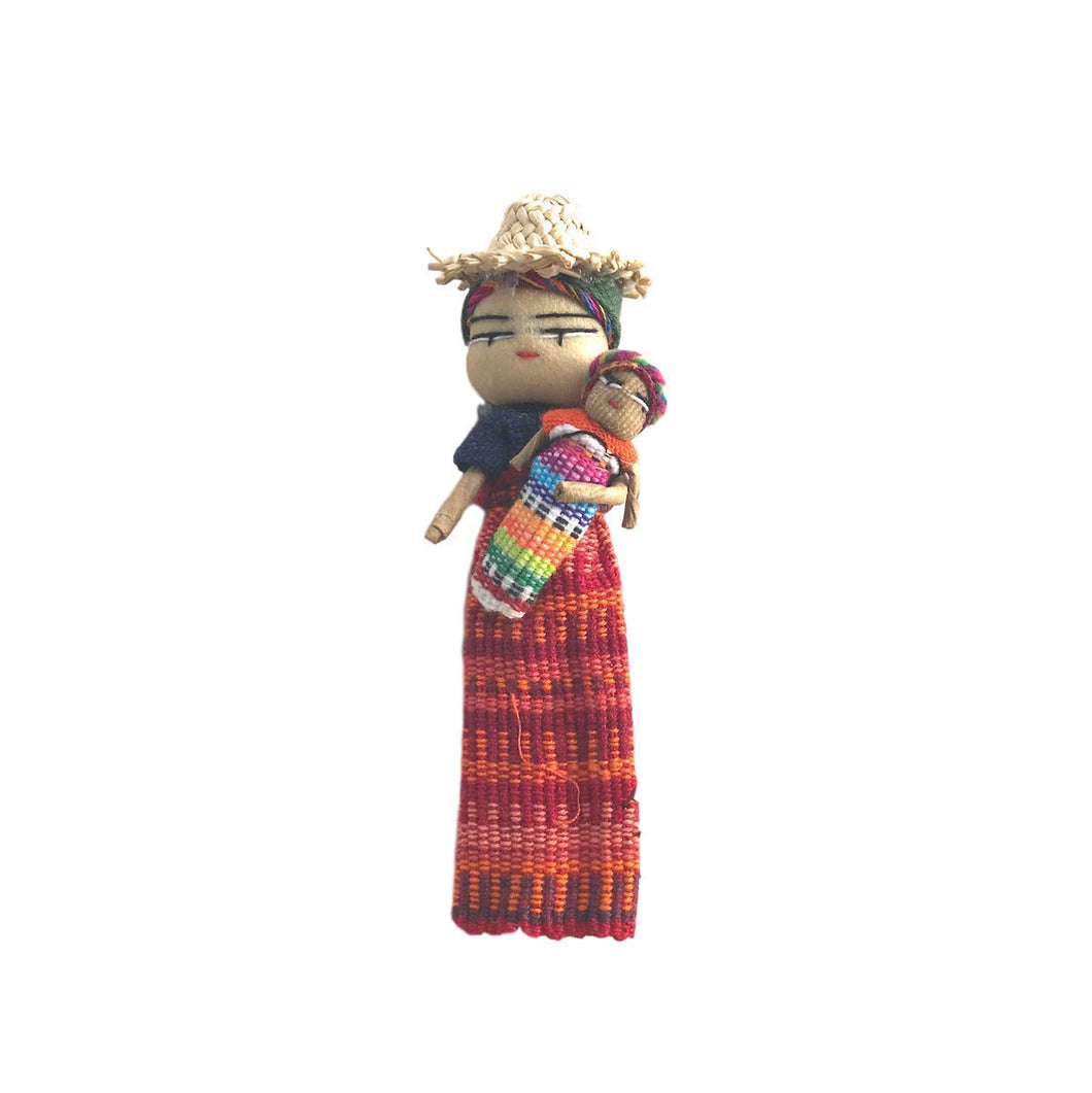 Large Handmade Guatemalan Worry Doll Magnet - Women
