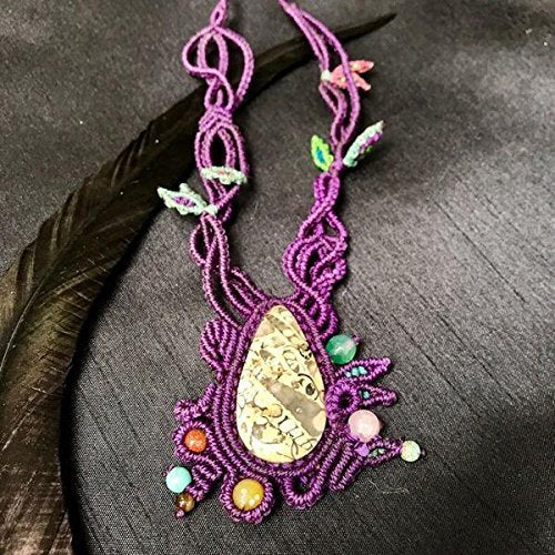 Handmade Turritella Agate Purple Macrame Necklace - Fair Trade Gypsy