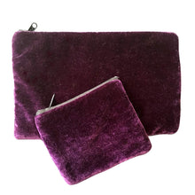 Guatemalan Embroidered Zippered Pouch and Coin Purse Set - Purple Felt Flowers