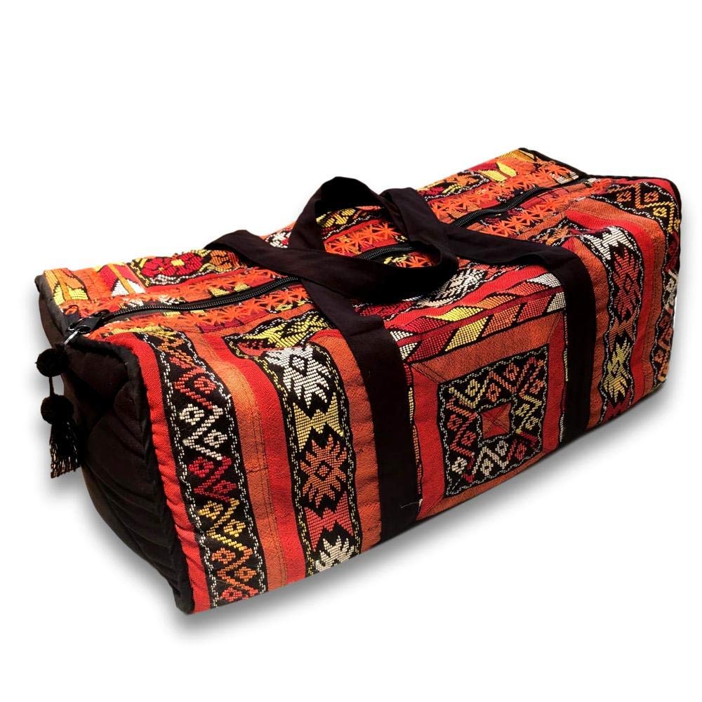 Large Handmade Guatemalan Duffel Bag with Pom Pom - Zunil Native
