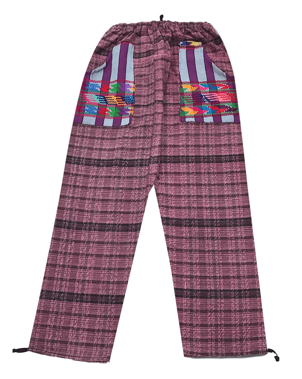 Guatemalan Corte Style Pants with Huipil Pockets - Pink & Black