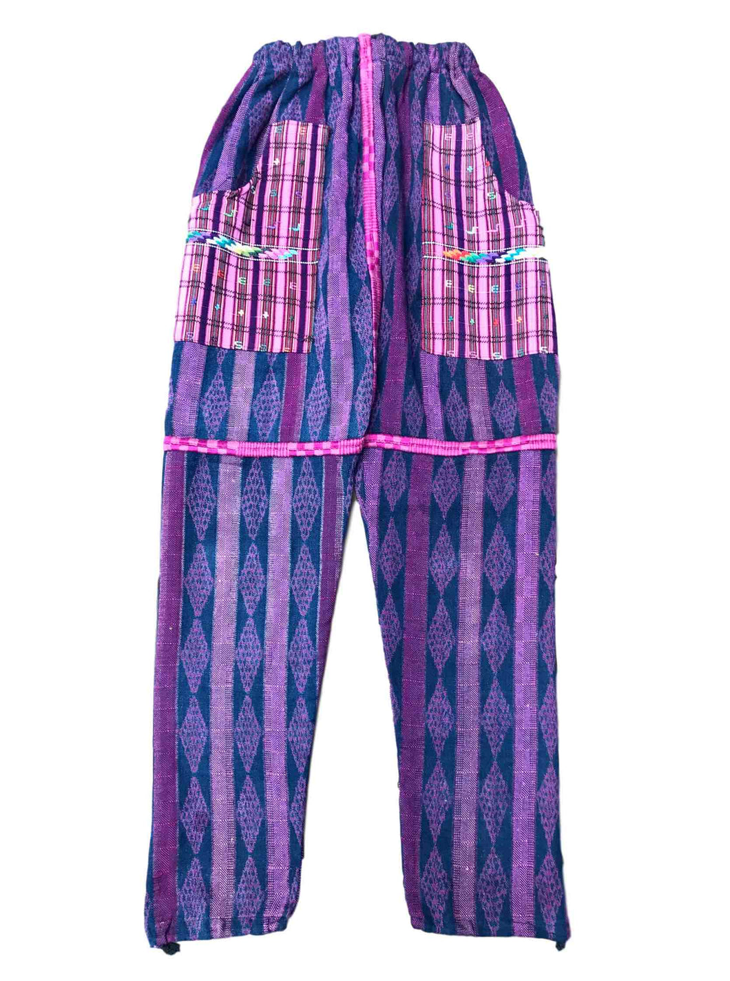 Guatemalan Corte Style Pants with Huipil Pockets - Purple & Pink - Fair Trade Gypsy