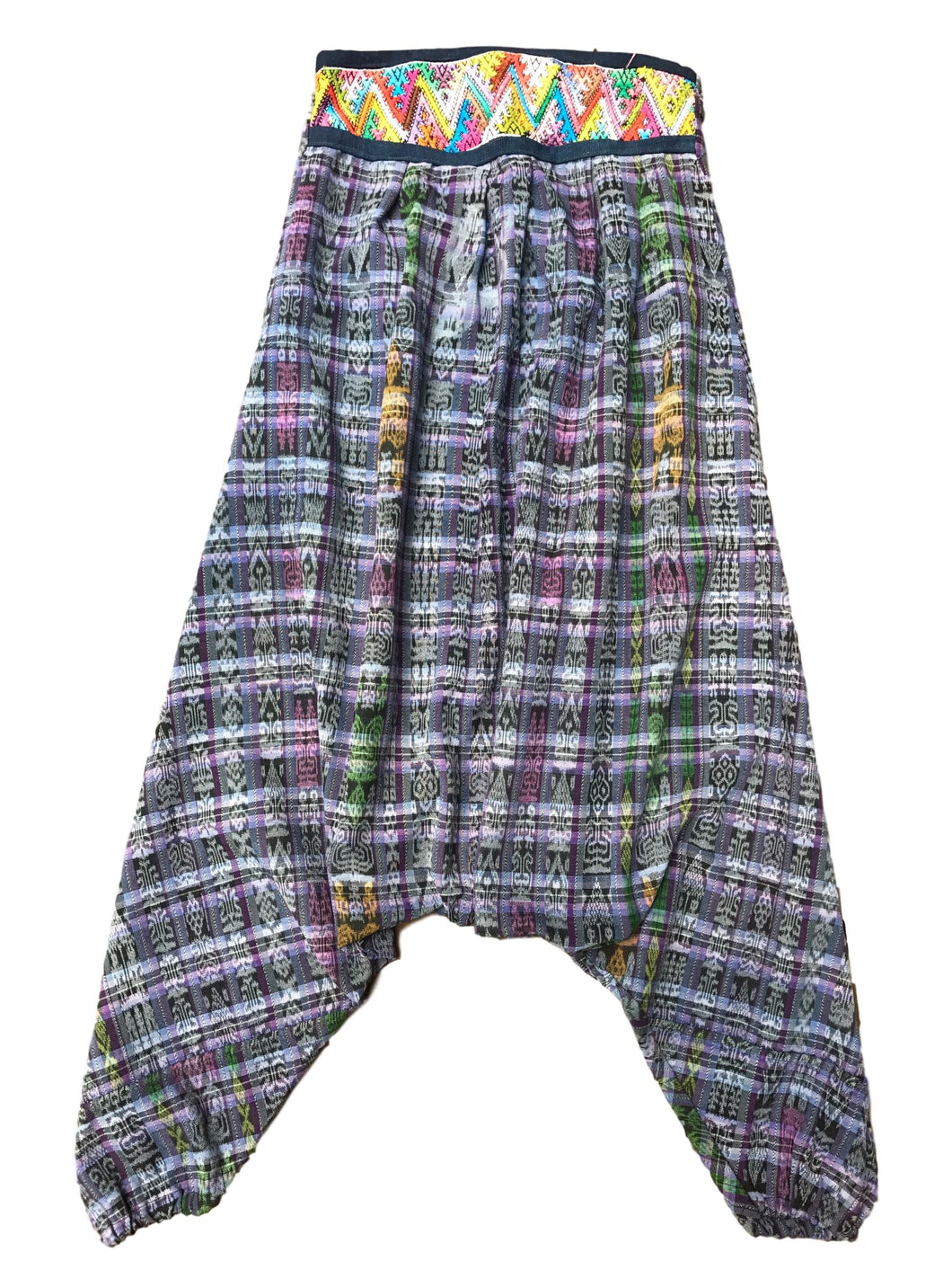 Guatemalan Harem Style Pants with Huipil Waist Pocket - Purple - Fair Trade Gypsy