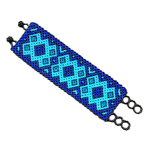 Maya Geometry Beaded Bracelet - Blue Diamantes - Fair Trade Gypsy