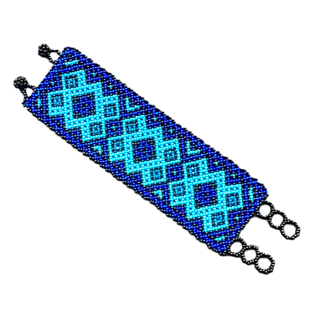 Maya Geometry Beaded Bracelet - Blue Diamantes - Fair Trade Gypsy
