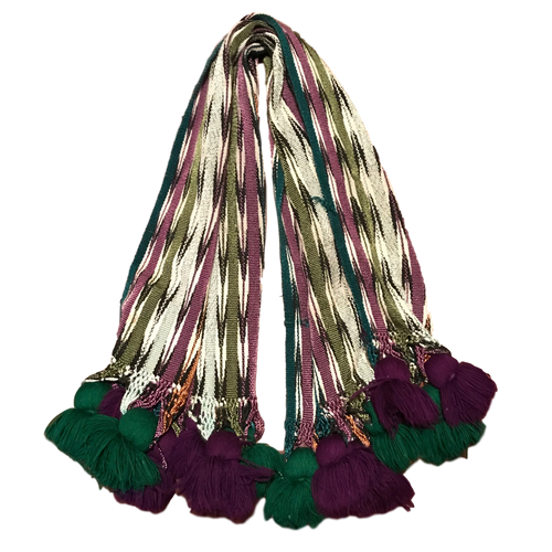 Guatemalan Rebozo - Totonicapan Deep Hues Pom Pom Scarf - Fair Trade Gypsy