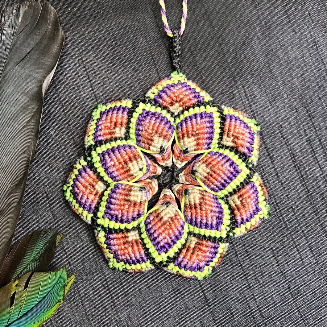 Macrame Mandala Necklace - Purple & Green - Fair Trade Gypsy